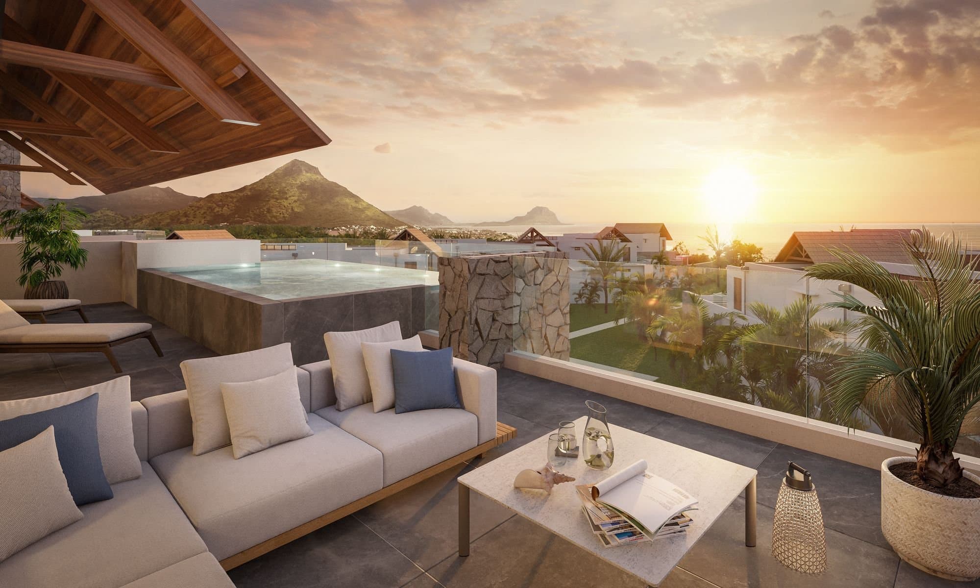 EXCLUSIVE BEACHFRONT PENTHOUSE – FRONT ROW LIVING FACING LE MORNE
